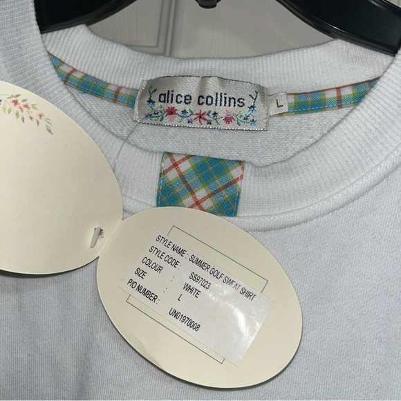 Vintage Alice collins Summer Golf Sweatshirt Womens Large Embroidered White NWT - Picture 2 of 3